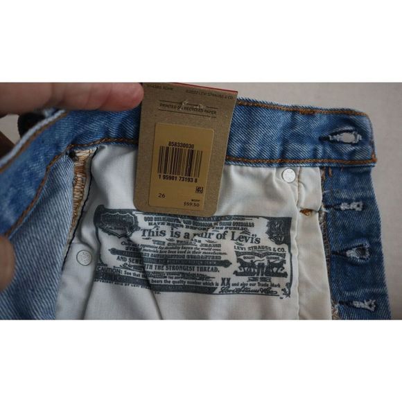 Levi's 501 Women's Sz 26 Blue Mid-Thigh High Rise Straight Fit Denim Shorts $60 - Picture 4 of 6